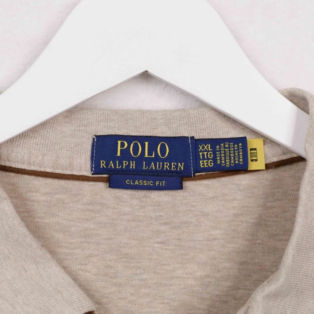 POLO RALPH LAUREN Classic Fit Long Sleeve Polo Shirt Tan Flesh Pony Mens XXL